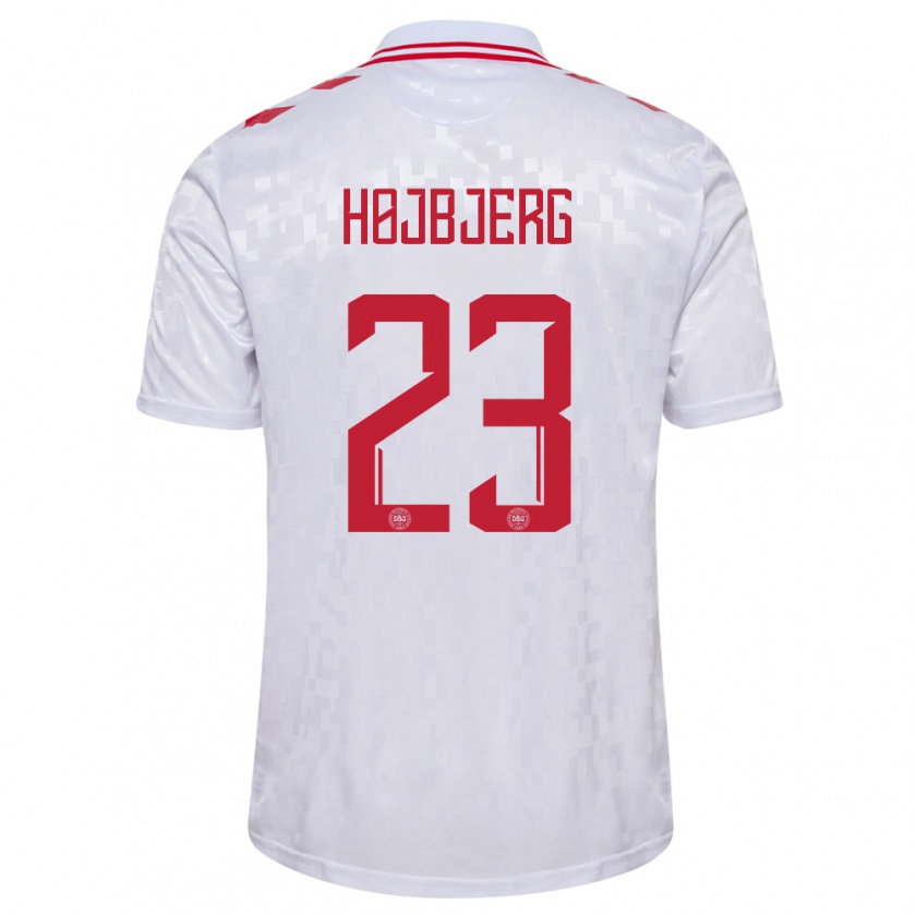 Kandiny Enfant Maillot Danemark Pierre-Emile Højbjerg #23 Blanc Tenues Extérieur 24-26 T-Shirt