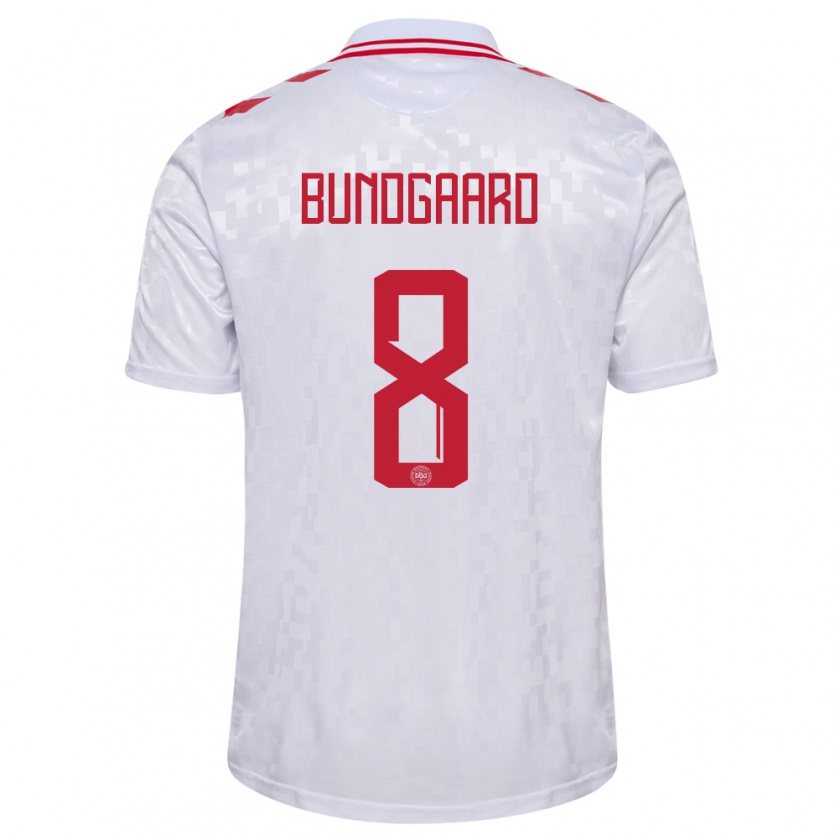 Kandiny Enfant Maillot Danemark Filip Bundgaard #8 Blanc Tenues Extérieur 24-26 T-Shirt