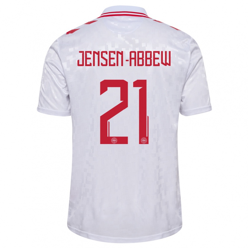 Kandiny Enfant Maillot Danemark Jonas Jensen-Abbew #21 Blanc Tenues Extérieur 24-26 T-Shirt