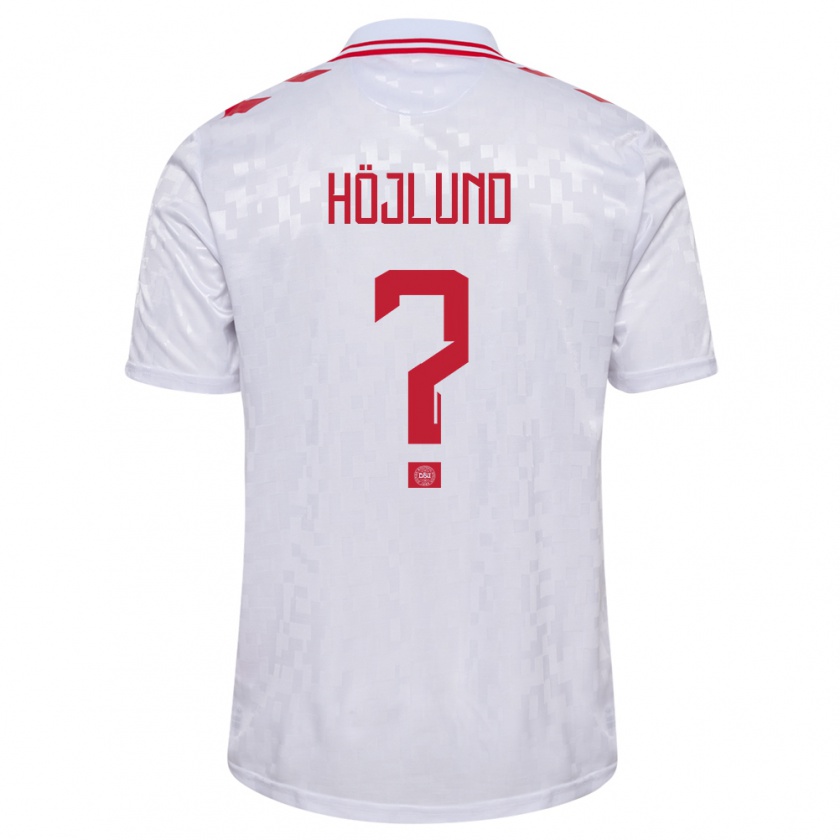 Kandiny Enfant Maillot Danemark Oscar Höjlund #0 Blanc Tenues Extérieur 24-26 T-Shirt