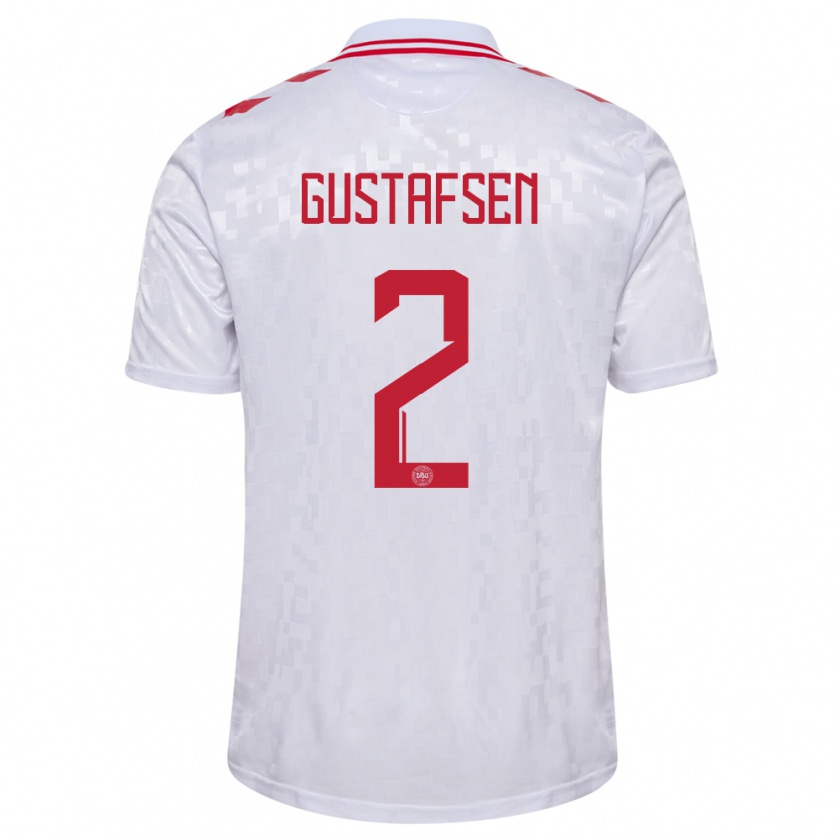 Kandiny Enfant Maillot Danemark Victor Gustafsen #2 Blanc Tenues Extérieur 24-26 T-Shirt