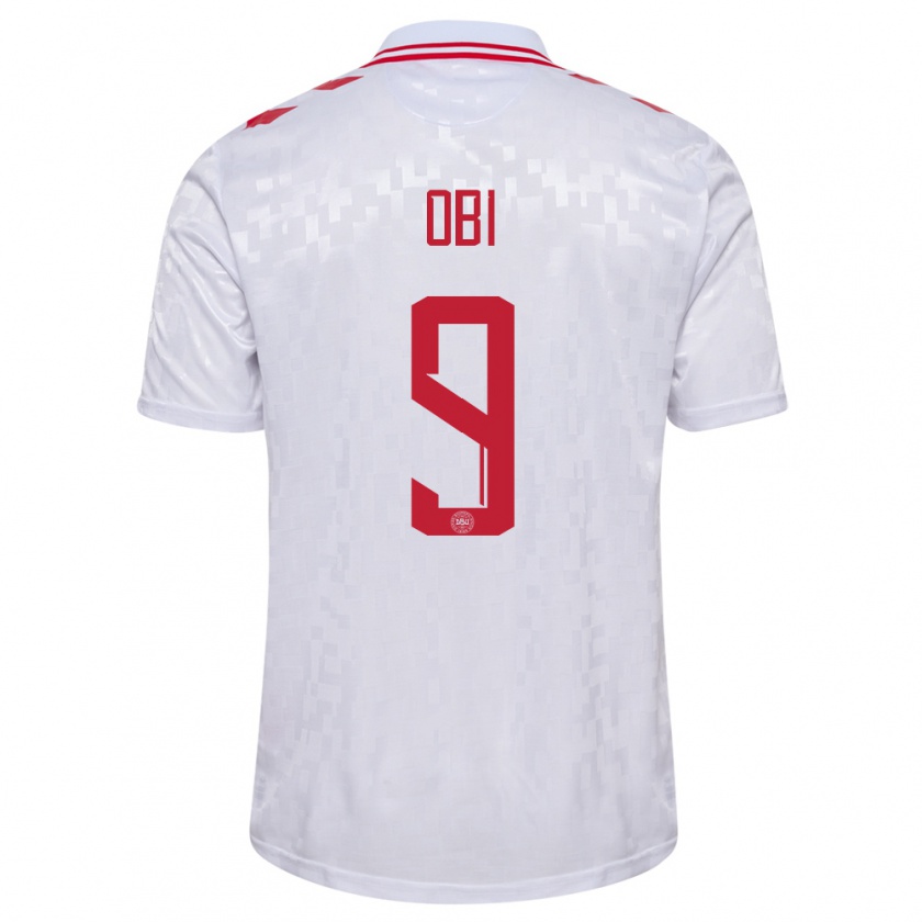 Kandiny Enfant Maillot Danemark Chido Obi #9 Blanc Tenues Extérieur 24-26 T-Shirt