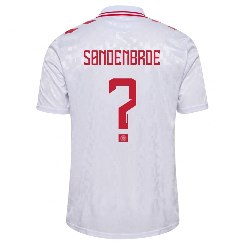 Kandiny Enfant Maillot Danemark Andreas Søndenbroe #0 Blanc Tenues Extérieur 24-26 T-Shirt