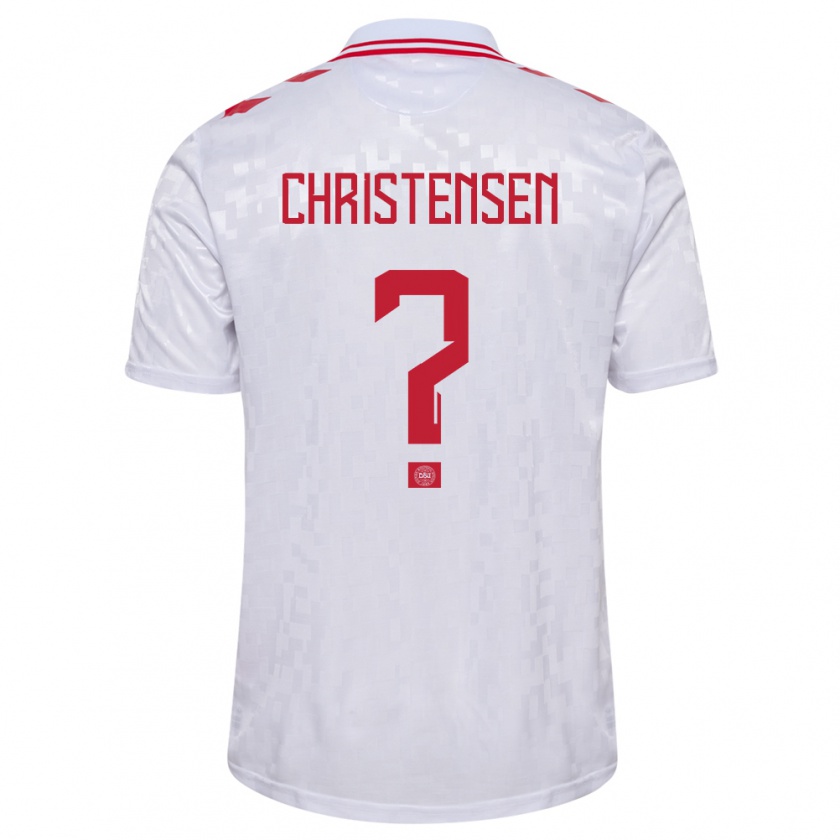 Kandiny Enfant Maillot Danemark Sebastian Christensen #0 Blanc Tenues Extérieur 24-26 T-Shirt