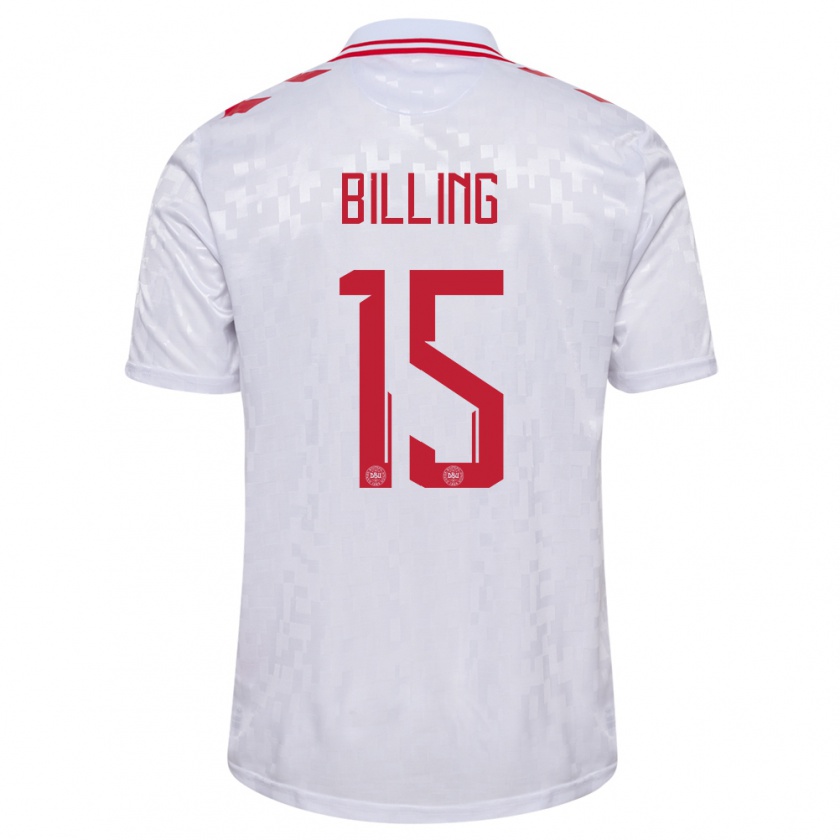 Kandiny Enfant Maillot Danemark Philip Billing #15 Blanc Tenues Extérieur 24-26 T-Shirt