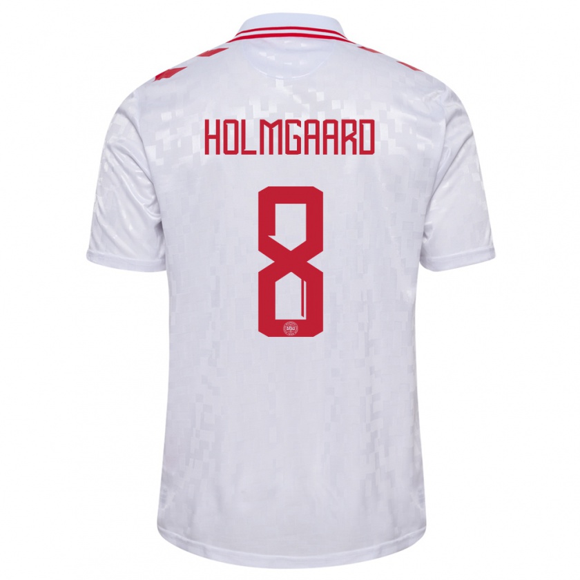 Kandiny Enfant Maillot Danemark Sara Holmgaard #8 Blanc Tenues Extérieur 24-26 T-Shirt