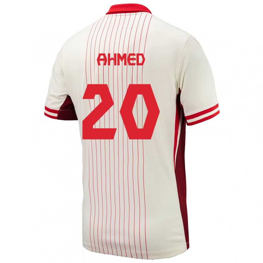 Kandiny Enfant Maillot Canada Ali Ahmed #20 Blanc Tenues Extérieur 24-26 T-Shirt