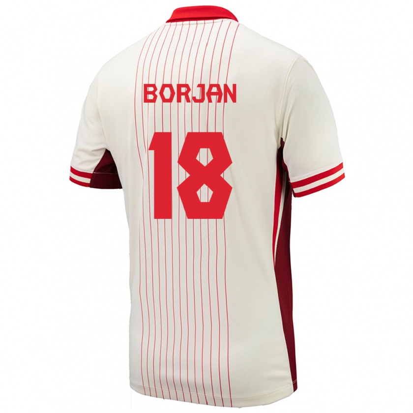 Kandiny Enfant Maillot Canada Milan Borjan #18 Blanc Tenues Extérieur 24-26 T-Shirt