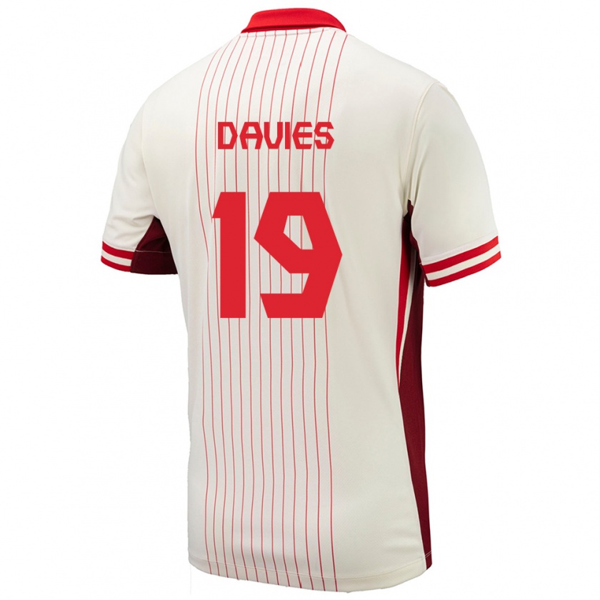 Kandiny Enfant Maillot Canada Alphonso Davies #19 Blanc Tenues Extérieur 24-26 T-Shirt