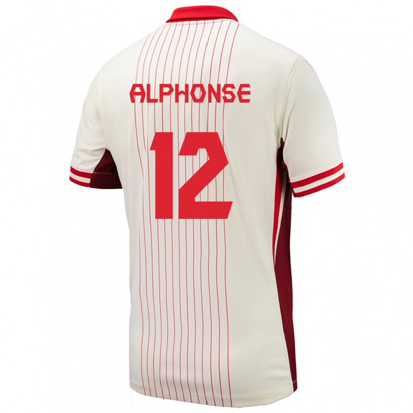 Kandiny Enfant Maillot Canada Jefferson Alphonse #12 Blanc Tenues Extérieur 24-26 T-Shirt