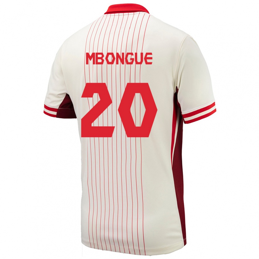 Kandiny Enfant Maillot Canada Hugo Mbongue #20 Blanc Tenues Extérieur 24-26 T-Shirt