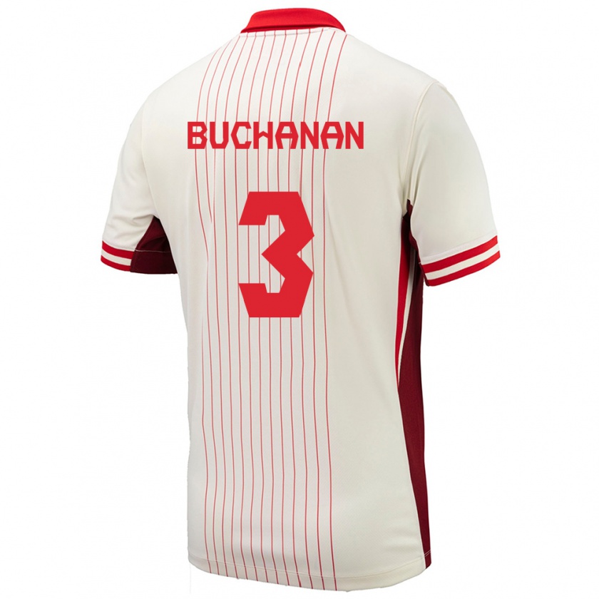 Kandiny Enfant Maillot Canada Kadeisha Buchanan #3 Blanc Tenues Extérieur 24-26 T-Shirt