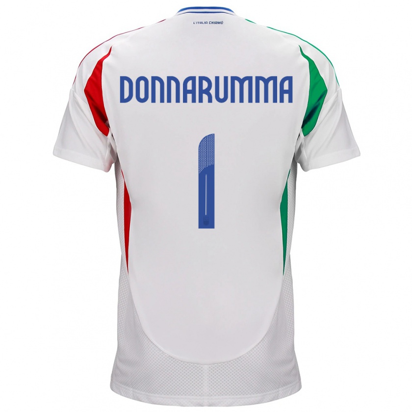 Kandiny Enfant Maillot Italie Gianluigi Donnarumma #1 Blanc Tenues Extérieur 24-26 T-Shirt