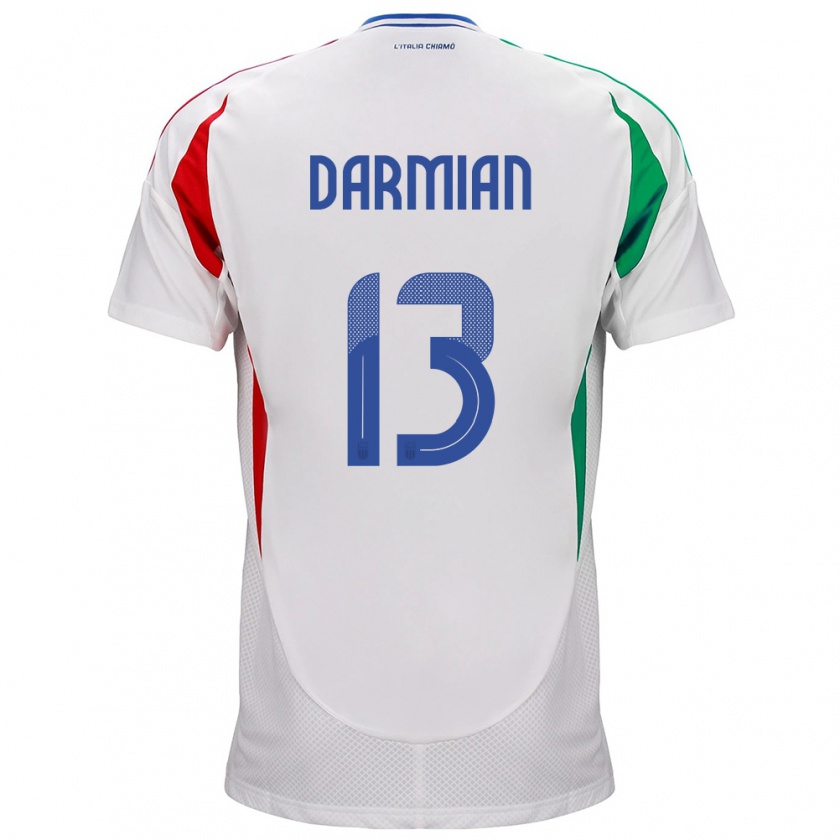 Kandiny Enfant Maillot Italie Matteo Darmian #13 Blanc Tenues Extérieur 24-26 T-Shirt