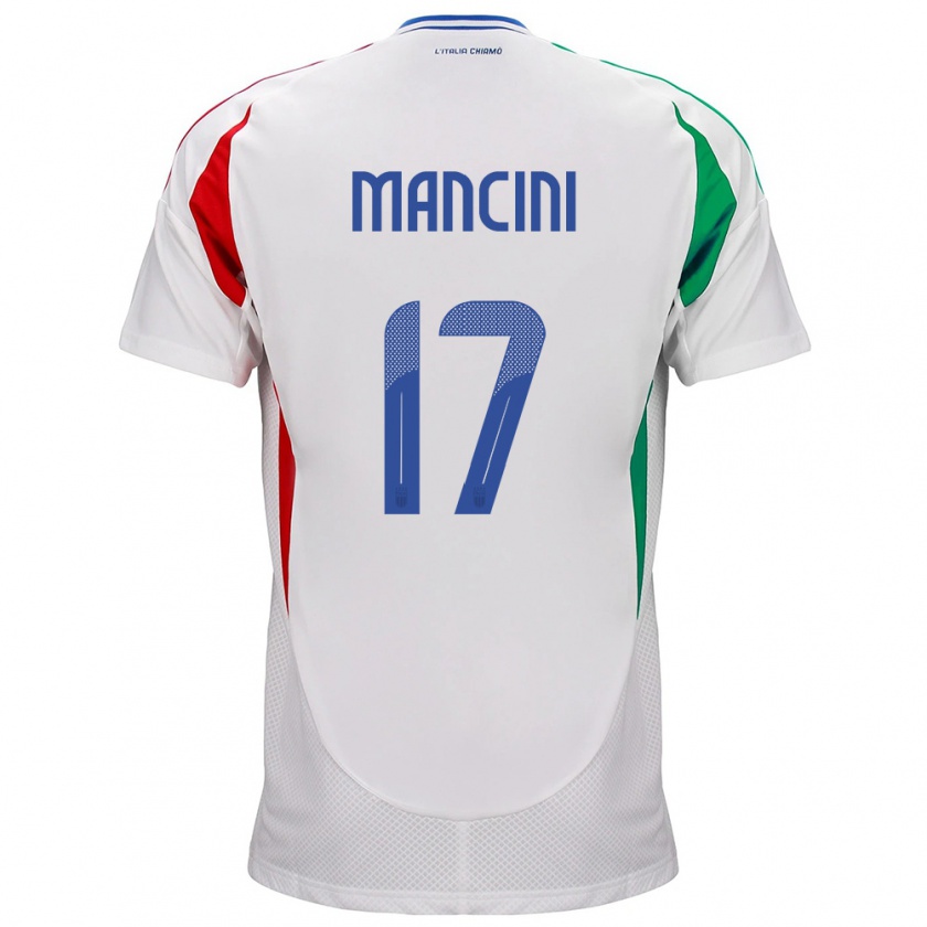 Kandiny Enfant Maillot Italie Gianluca Mancini #17 Blanc Tenues Extérieur 24-26 T-Shirt