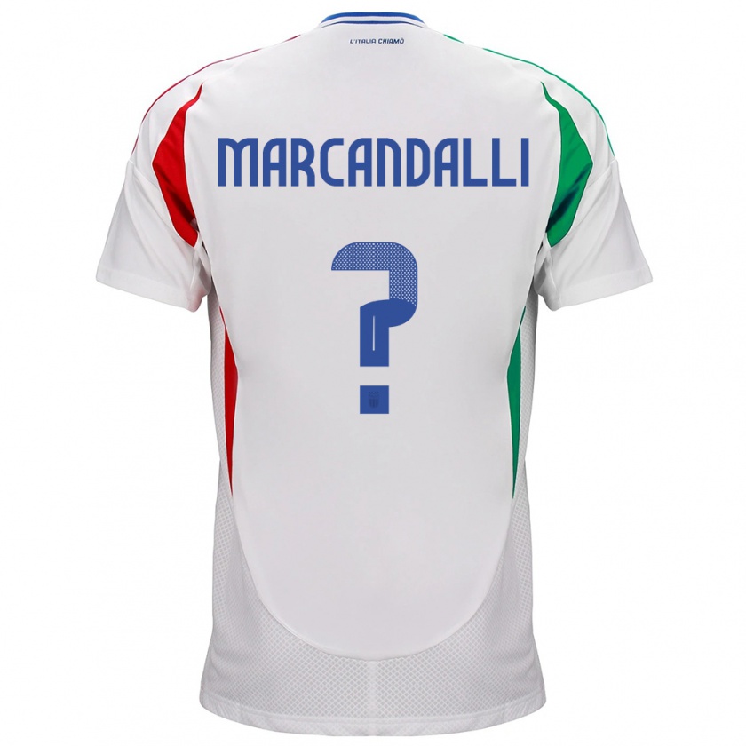 Kandiny Enfant Maillot Italie Alessandro Marcandalli #0 Blanc Tenues Extérieur 24-26 T-Shirt