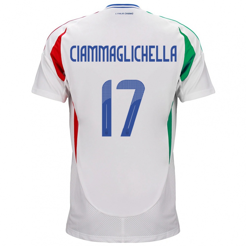 Kandiny Enfant Maillot Italie Aaron Ciammaglichella #17 Blanc Tenues Extérieur 24-26 T-Shirt