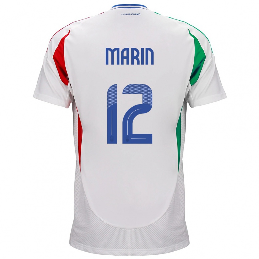 Kandiny Enfant Maillot Italie Renato Marin #12 Blanc Tenues Extérieur 24-26 T-Shirt