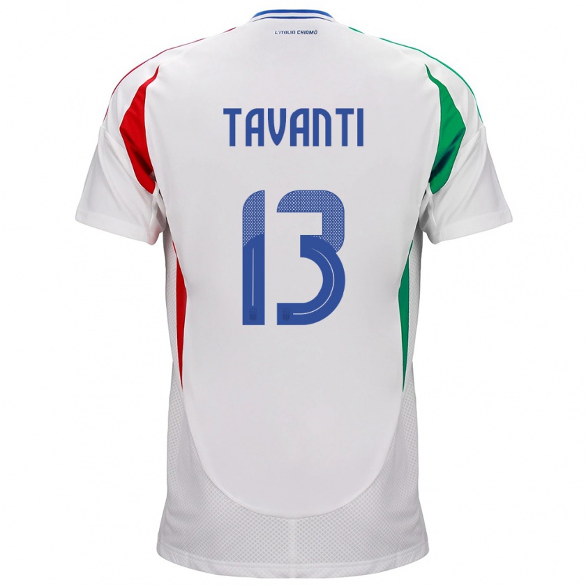 Kandiny Enfant Maillot Italie Samuele Tavanti #13 Blanc Tenues Extérieur 24-26 T-Shirt