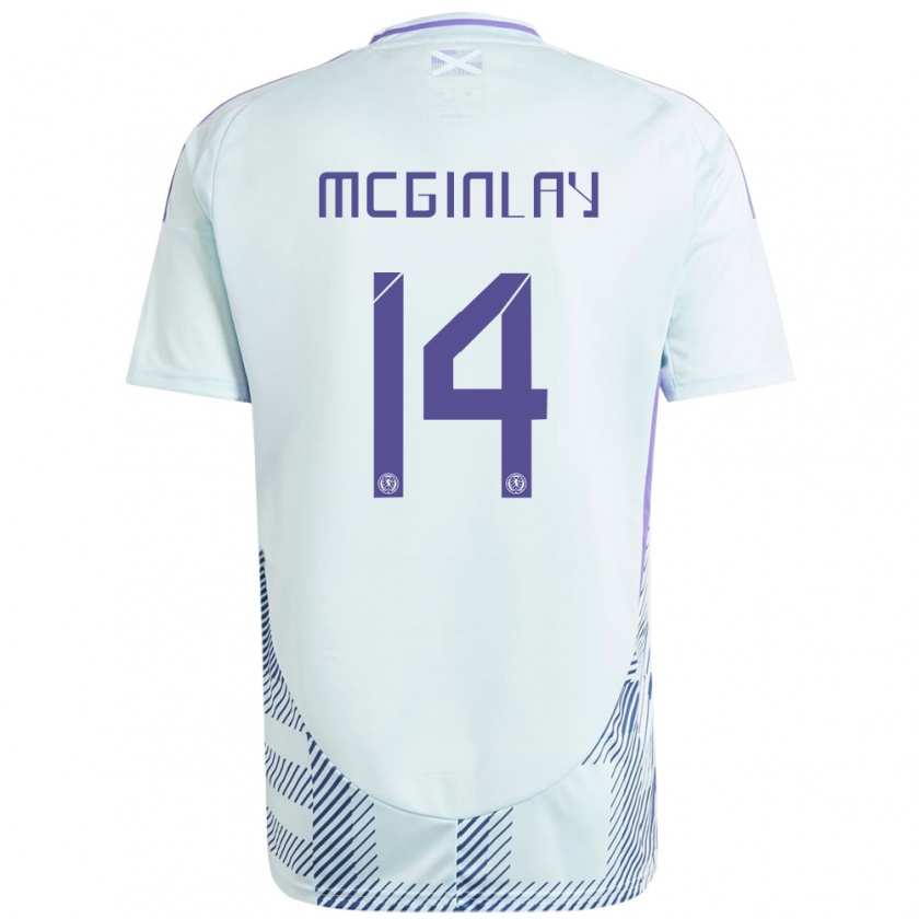 Kandiny Enfant Maillot Écosse Aiden Mcginlay #14 Bleu Menthe Clair Tenues Extérieur 24-26 T-Shirt