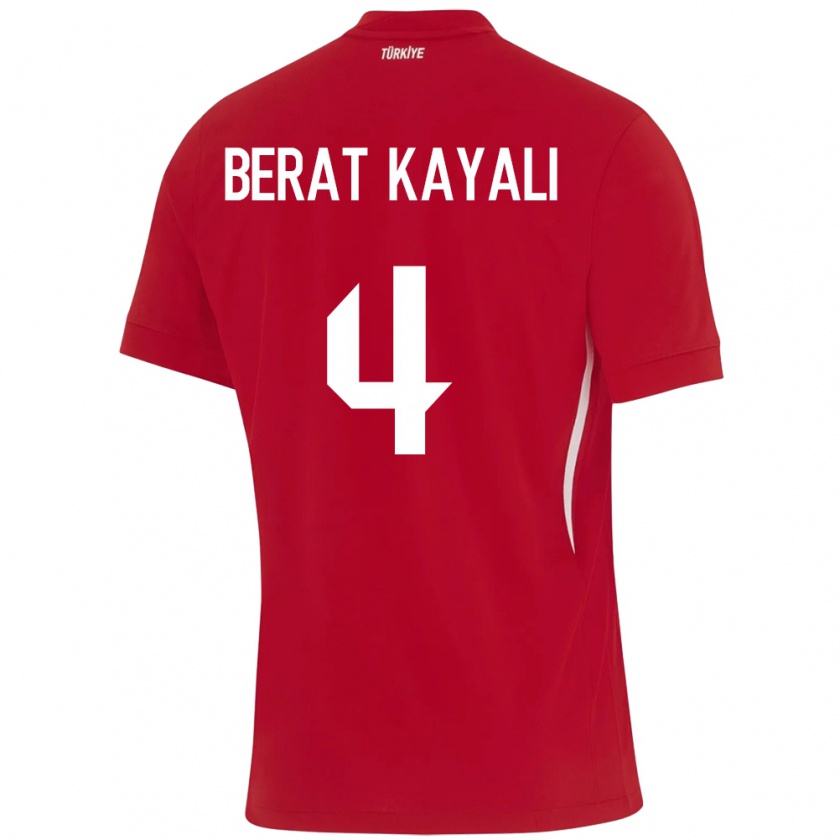 Kandiny Enfant Maillot Turquie Hasan Berat Kayalı #4 Rouge Tenues Extérieur 24-26 T-Shirt