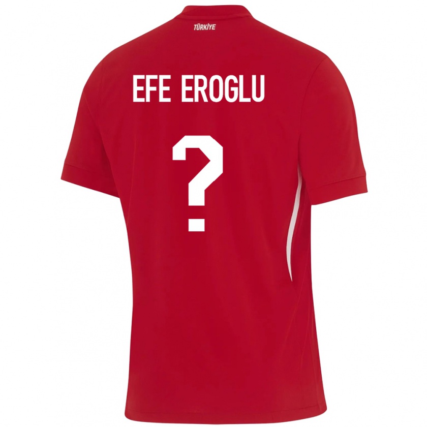 Kandiny Enfant Maillot Turquie Cem Efe Eroğlu #0 Rouge Tenues Extérieur 24-26 T-Shirt