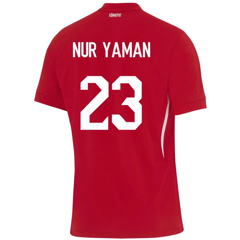 Kandiny Enfant Maillot Turquie Gamze Nur Yaman #23 Rouge Tenues Extérieur 24-26 T-Shirt