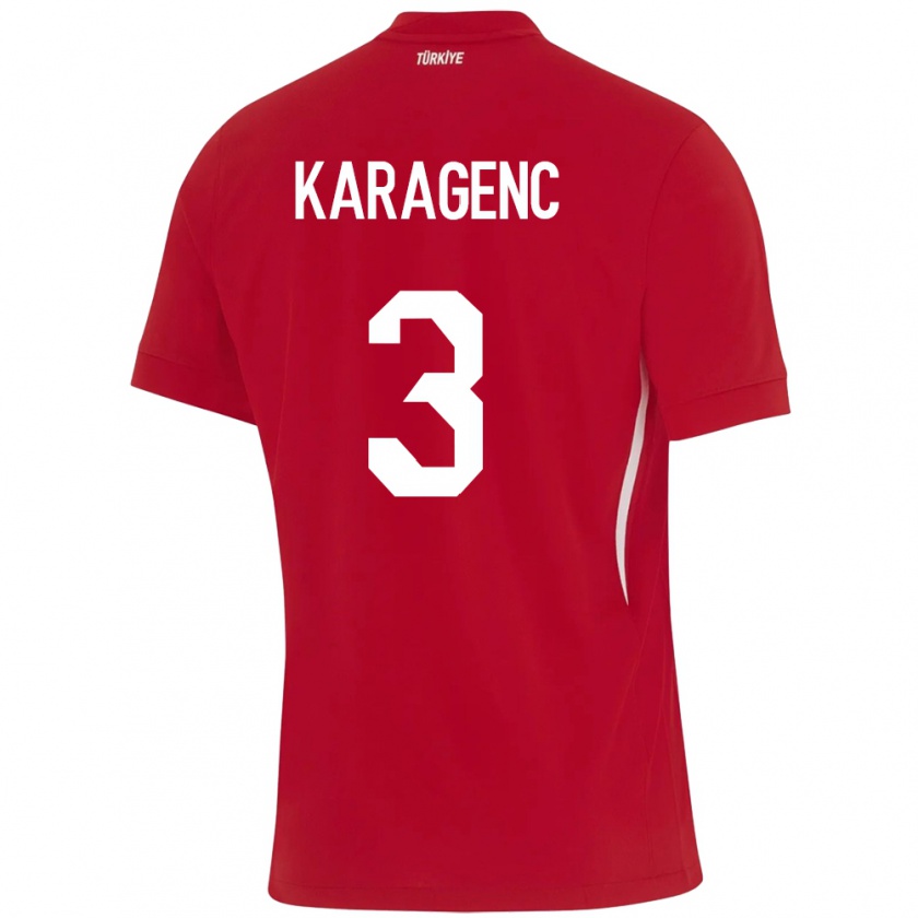 Kandiny Enfant Maillot Turquie Didem Karagenç #3 Rouge Tenues Extérieur 24-26 T-Shirt