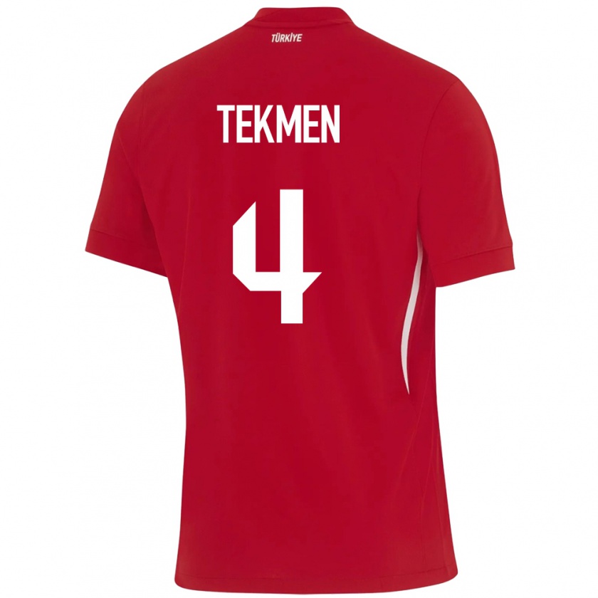 Kandiny Enfant Maillot Turquie Ece Tekmen #4 Rouge Tenues Extérieur 24-26 T-Shirt