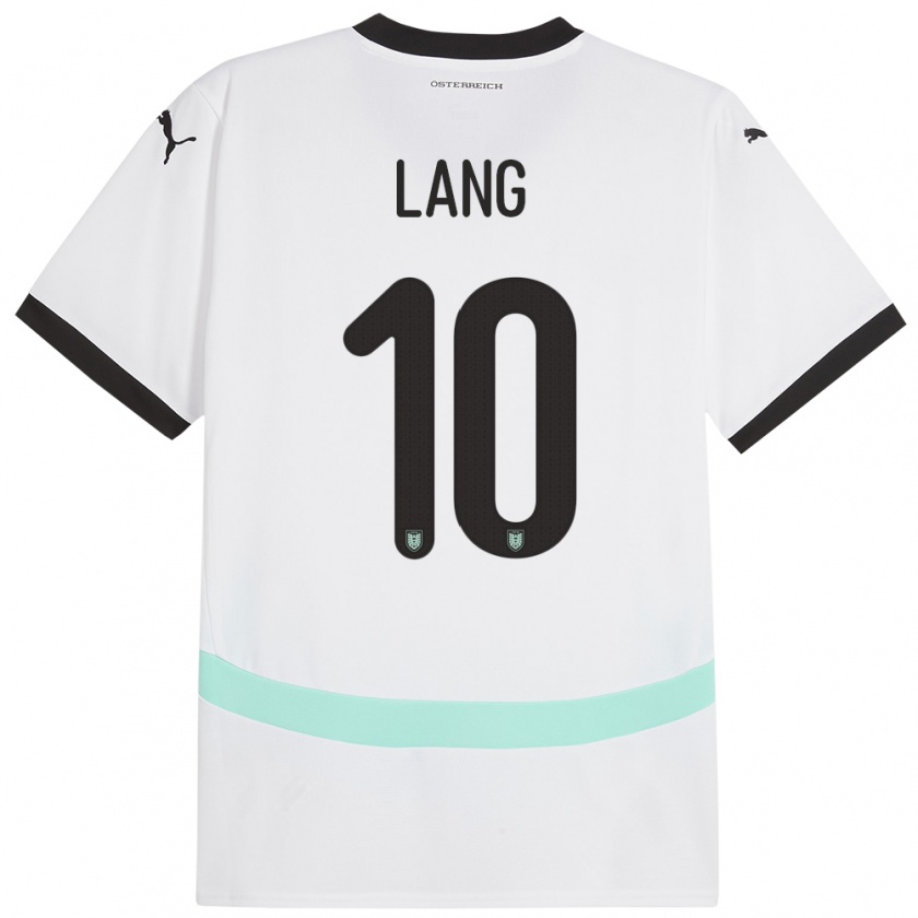 Kandiny Enfant Maillot Autriche Christoph Lang #10 Blanc Tenues Extérieur 24-26 T-Shirt