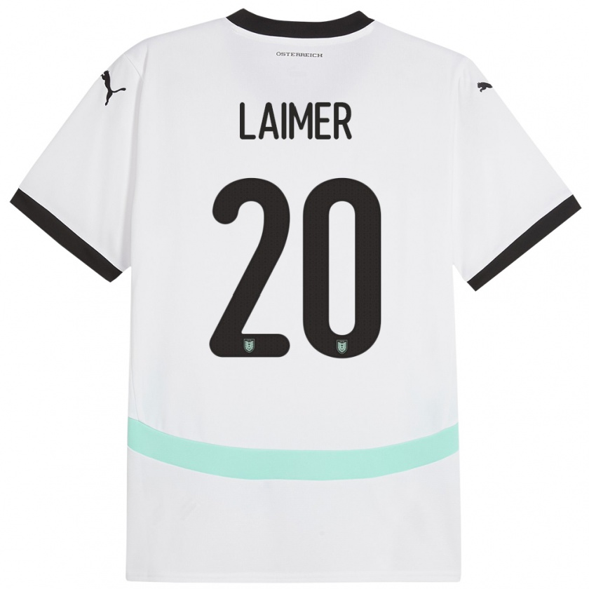 Kandiny Enfant Maillot Autriche Konrad Laimer #20 Blanc Tenues Extérieur 24-26 T-Shirt