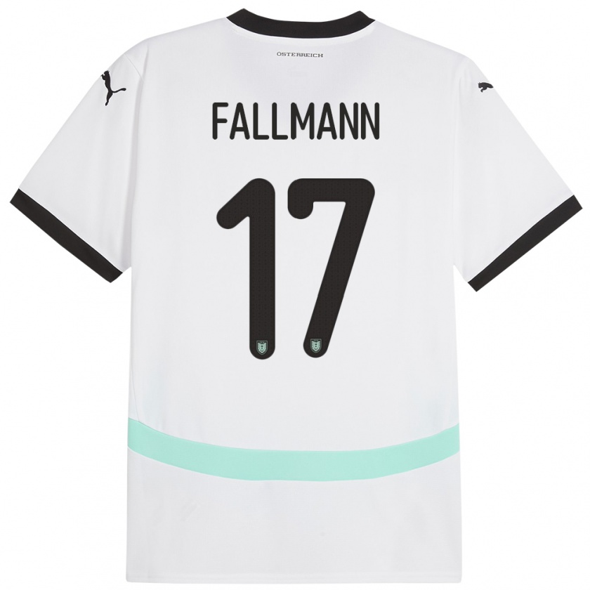 Kandiny Enfant Maillot Autriche Pascal Fallmann #17 Blanc Tenues Extérieur 24-26 T-Shirt