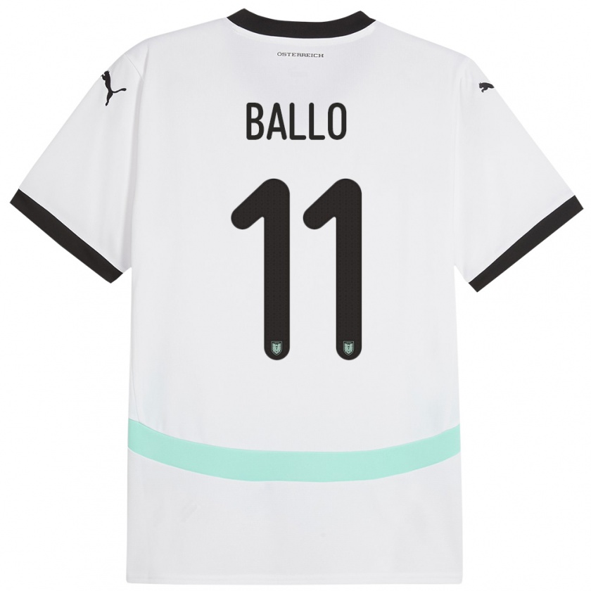 Kandiny Enfant Maillot Autriche Thierno Ballo #11 Blanc Tenues Extérieur 24-26 T-Shirt