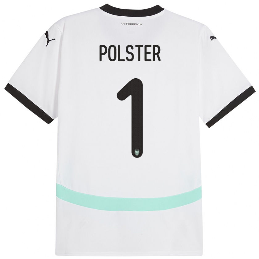 Kandiny Enfant Maillot Autriche Nikolas Polster #1 Blanc Tenues Extérieur 24-26 T-Shirt