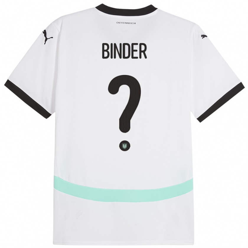 Kandiny Enfant Maillot Autriche Nicolas Binder #0 Blanc Tenues Extérieur 24-26 T-Shirt