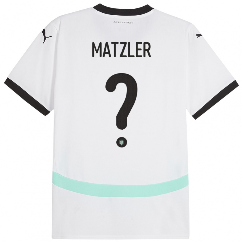 Kandiny Enfant Maillot Autriche Leo Mätzler #0 Blanc Tenues Extérieur 24-26 T-Shirt