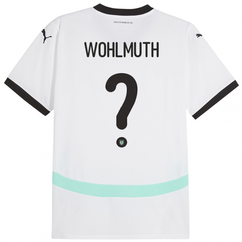 Kandiny Enfant Maillot Autriche Fabian Wohlmuth #0 Blanc Tenues Extérieur 24-26 T-Shirt