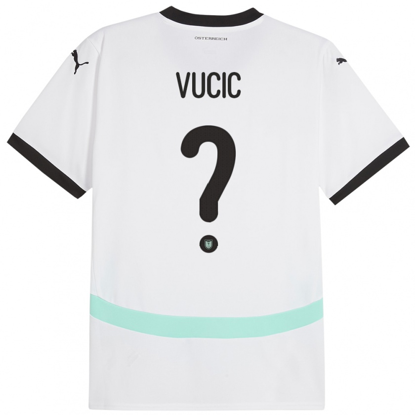 Kandiny Enfant Maillot Autriche Romeo Vucic #0 Blanc Tenues Extérieur 24-26 T-Shirt