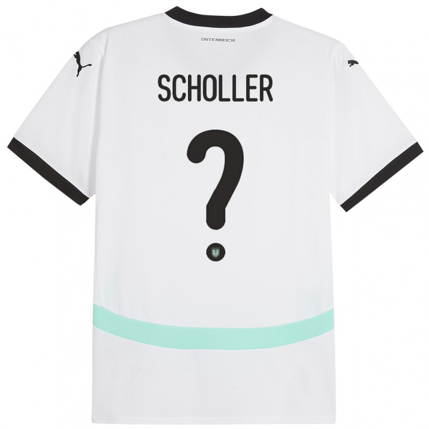 Kandiny Enfant Maillot Autriche Jakob Schöller #0 Blanc Tenues Extérieur 24-26 T-Shirt