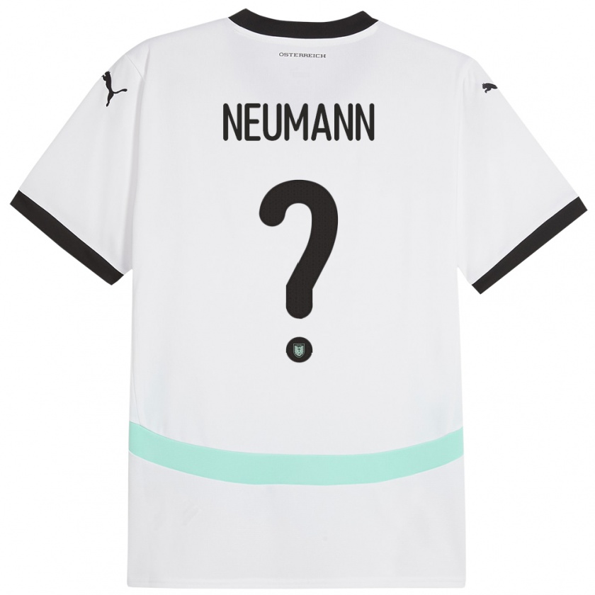 Kandiny Enfant Maillot Autriche Moritz Neumann #0 Blanc Tenues Extérieur 24-26 T-Shirt