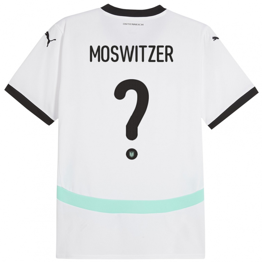 Kandiny Enfant Maillot Autriche Marcel Moswitzer #0 Blanc Tenues Extérieur 24-26 T-Shirt