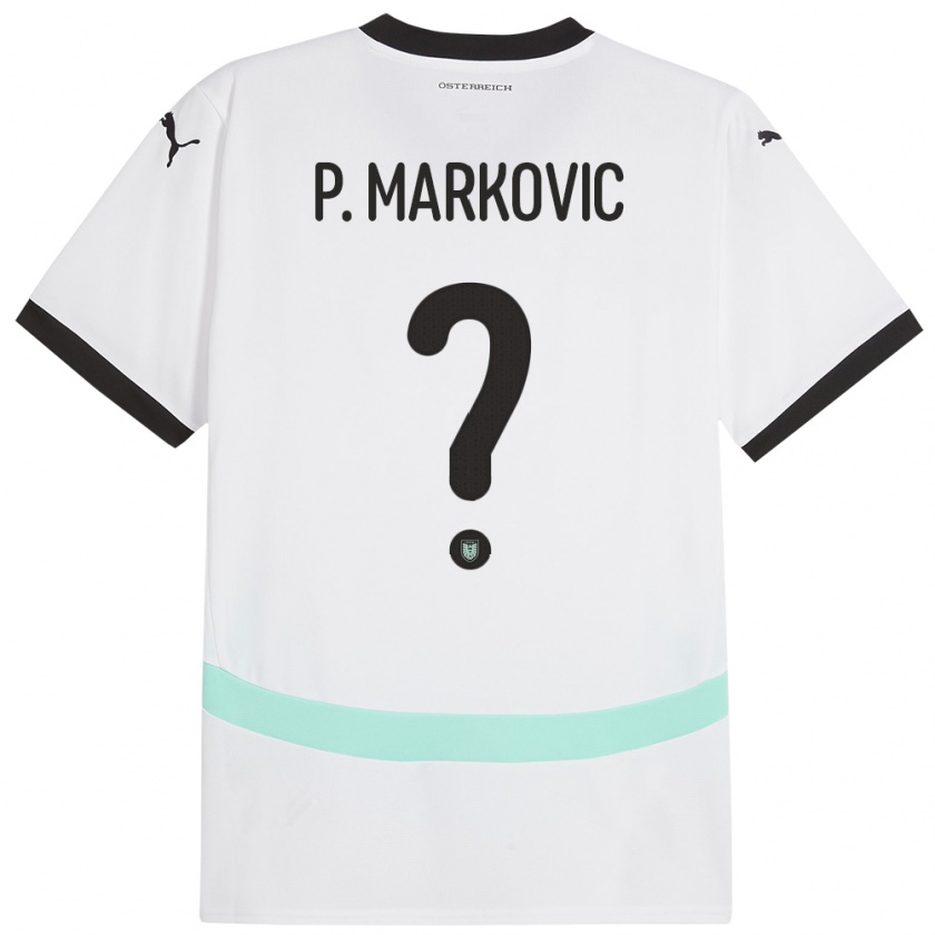 Kandiny Enfant Maillot Autriche Petar Markovic #0 Blanc Tenues Extérieur 24-26 T-Shirt