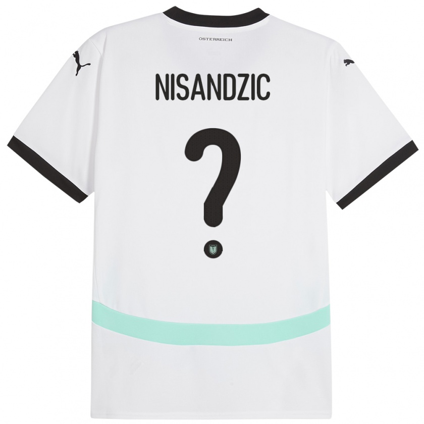 Kandiny Enfant Maillot Autriche Dominik Nisandzic #0 Blanc Tenues Extérieur 24-26 T-Shirt