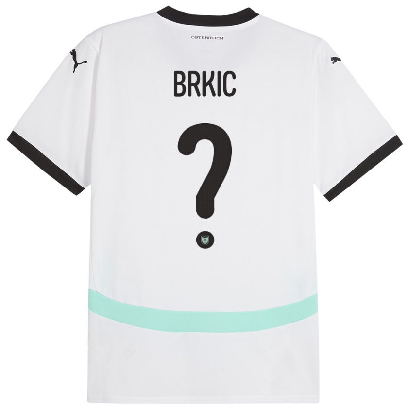 Kandiny Enfant Maillot Autriche Tarik Brkic #0 Blanc Tenues Extérieur 24-26 T-Shirt