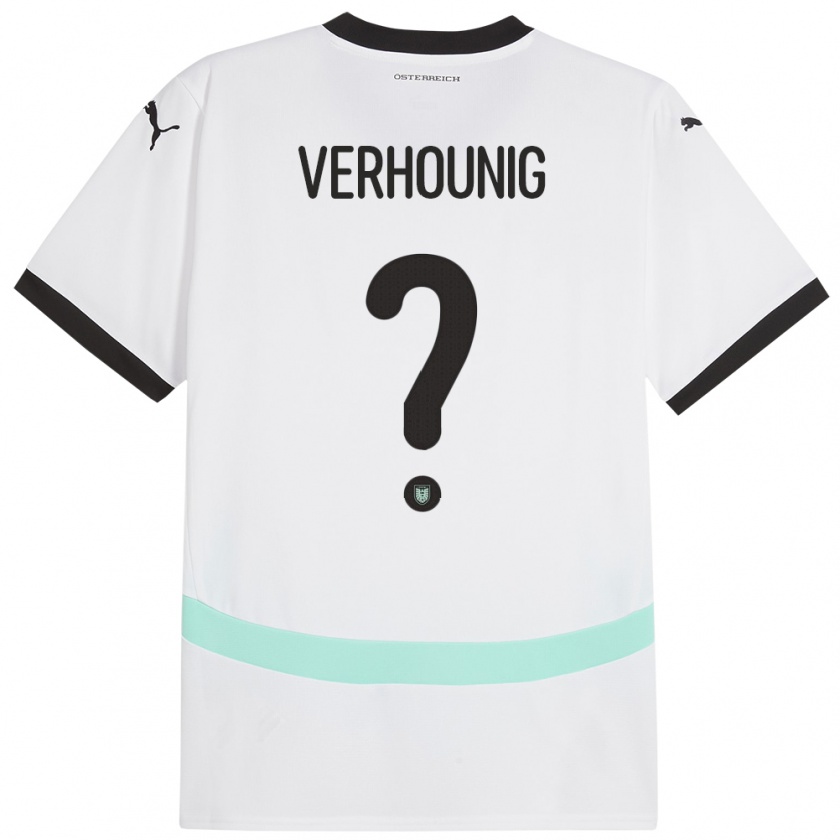 Kandiny Enfant Maillot Autriche Phillip Verhounig #0 Blanc Tenues Extérieur 24-26 T-Shirt