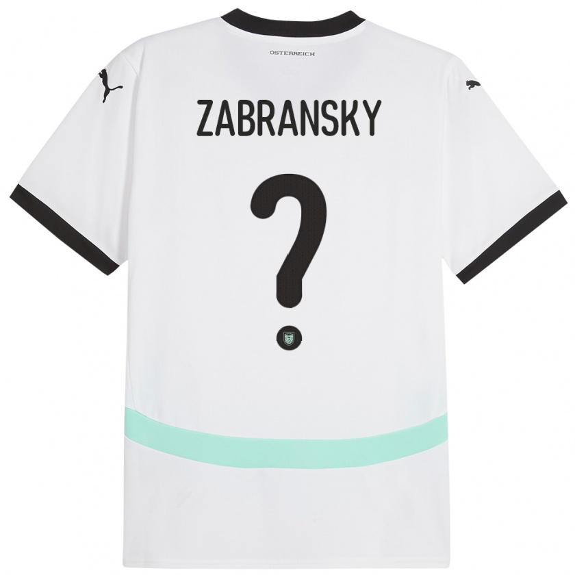 Kandiny Enfant Maillot Autriche Valentin Zabransky #0 Blanc Tenues Extérieur 24-26 T-Shirt