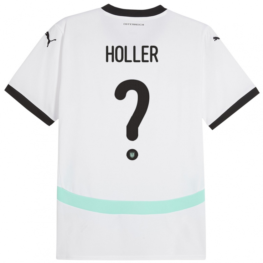 Kandiny Enfant Maillot Autriche Julian Höller #0 Blanc Tenues Extérieur 24-26 T-Shirt