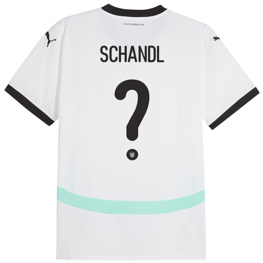 Kandiny Enfant Maillot Autriche Thomas Schandl #0 Blanc Tenues Extérieur 24-26 T-Shirt