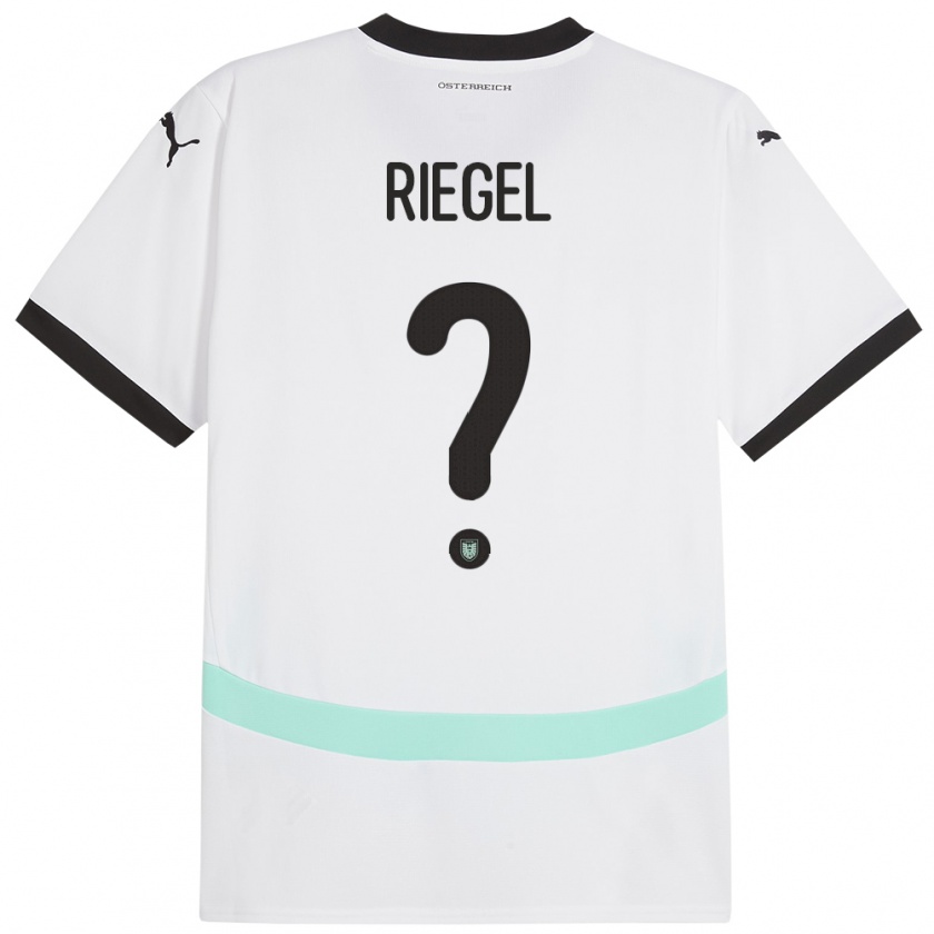 Kandiny Enfant Maillot Autriche Adrian Riegel #0 Blanc Tenues Extérieur 24-26 T-Shirt