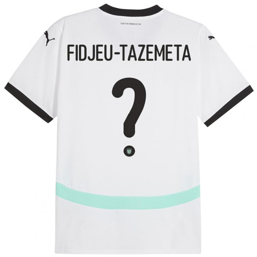 Kandiny Enfant Maillot Autriche Thierry Fidjeu-Tazemeta #0 Blanc Tenues Extérieur 24-26 T-Shirt